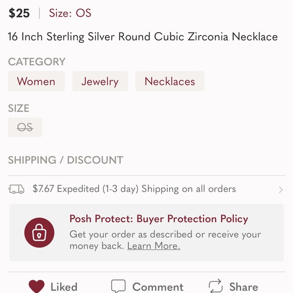 16” Sterling Silver Round Cubic Zirconia Necklace - Picture 5 of 5